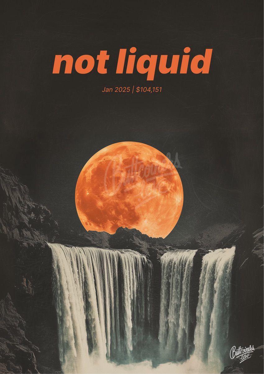 "not liquid" — Dr Joachim Nagel, 2025. Bitcoin prediction poster.