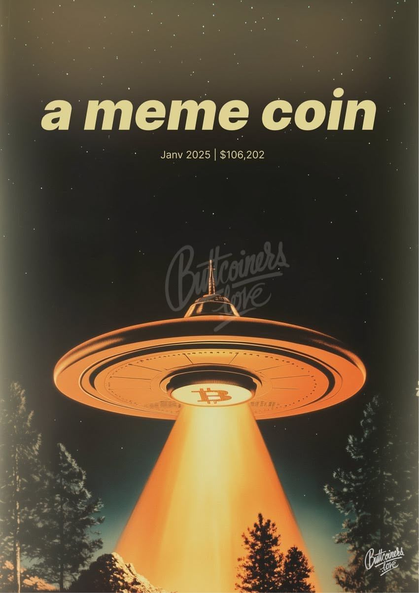 "a meme coin" — Peter Schiff, 2025. Bitcoin prediction poster.