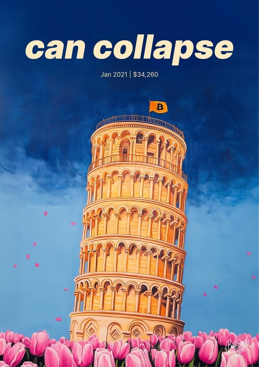 "can collapse" — Agustín Carstens, 2021. Bitcoin prediction poster.