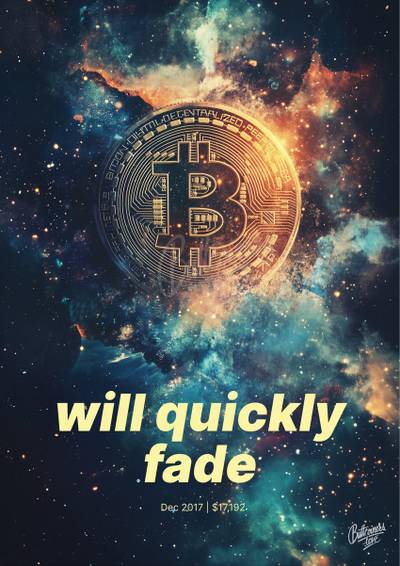 "will quickly fade" — Bert Ely, 2017. Bitcoin prediction poster.