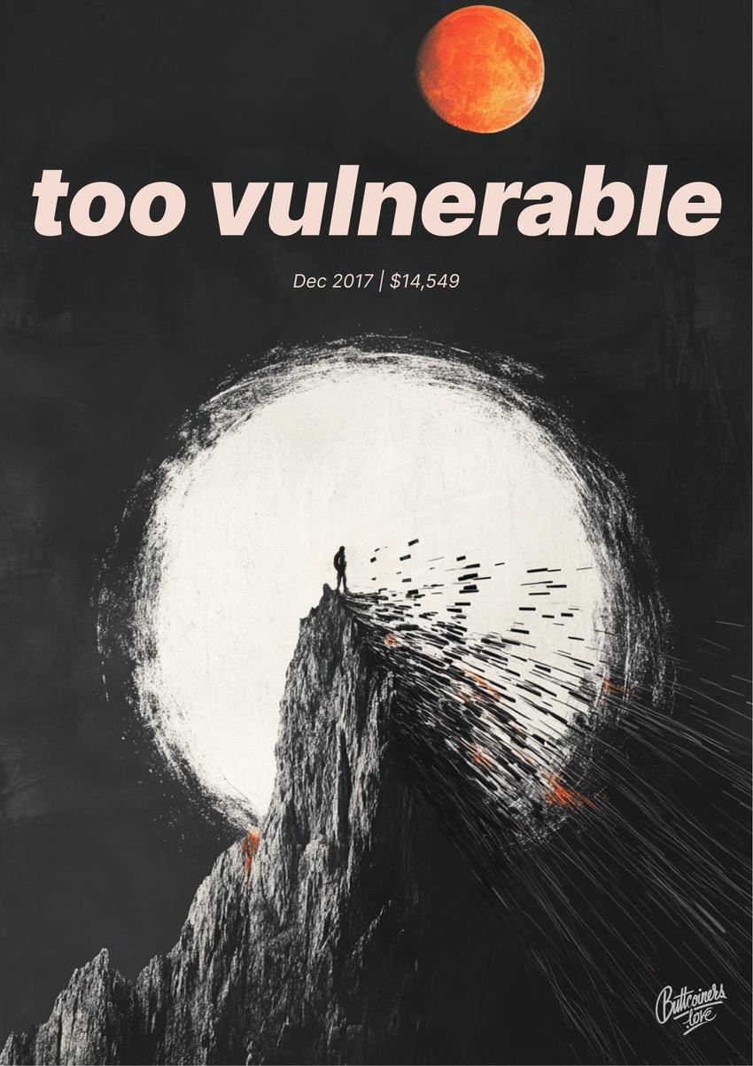 "too vulnerable" — Peter Schiff, 2017. Bitcoin prediction poster.